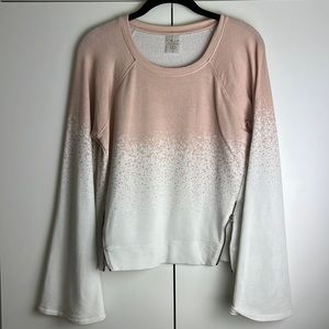 Calia by Carrie Underwood pink and white sweater, double zip detailed